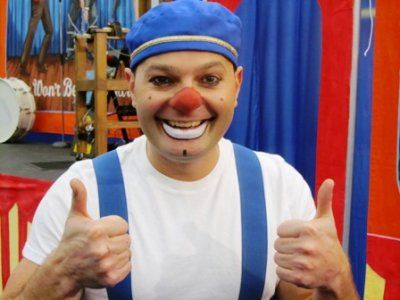 Mooky the Clown performs at Blackpool Tower Circus